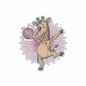 Dansende Giraffe Disco Bal Retro Gravure Shirt Sticker (Voorkant)