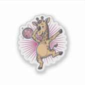 Dansende Giraffe Disco Bal Retro Gravure Shirt Sticker (Voorkant)