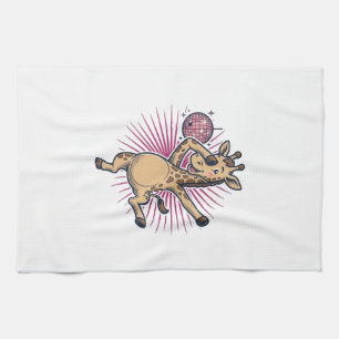 Dansende Giraffe Disco Bal Retro Gravure Shirt Theedoek