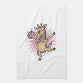 Dansende Giraffe Disco Bal Retro Gravure Shirt Theedoek (Verticaal)