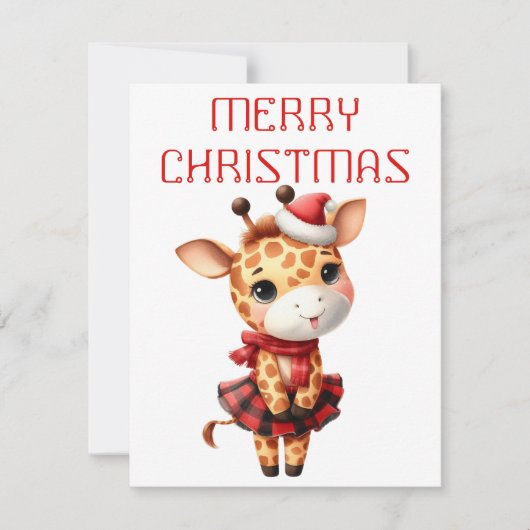 Dansende Giraffe Kalf - Kerst Kaart (Voorkant)