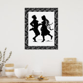 Dansende Girl Boy Silhouette Art Poster (Keuken)