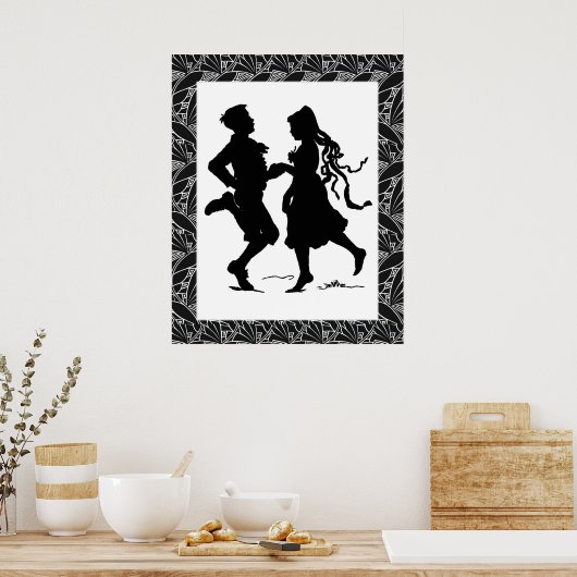 Dansende Girl Boy Silhouette Art Poster (Keuken)