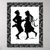 Dansende Girl Boy Silhouette Art Poster (Voorkant)