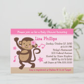 Dansende Girl Monkey Rocker Baby shower Uitnodigin Kaart (Staand voorkant)