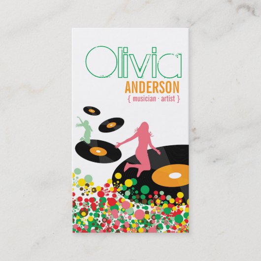 Dansende Girls Retro Vinyl Pop Stip Artistieke Zak Visitekaartje (Voorkant)