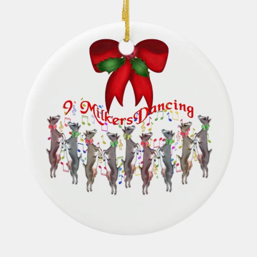 Dansende Goats Kerstversiering Keramisch Ornament (Achterkant)