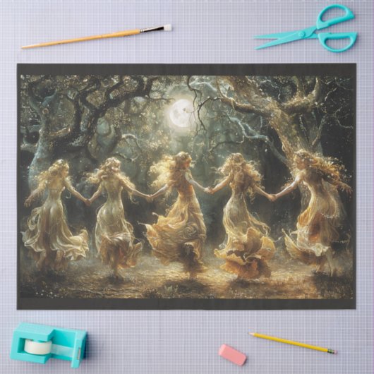 Dansende Godin Onder Volle Maan Weefsel Papier (Craft)