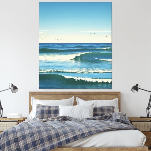 Dansende Golven onder de Hemel Canvas Afdruk (Insitu (Slaapkamer))