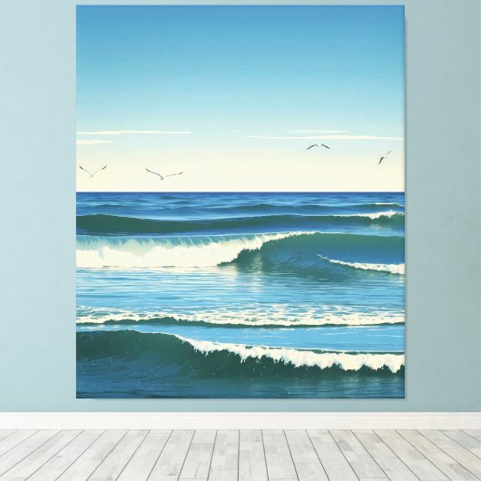 Dansende Golven onder de Hemel Canvas Afdruk (Insitu (Houten vloer))