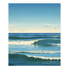 Dansende Golven onder de Hemel Foto Afdruk