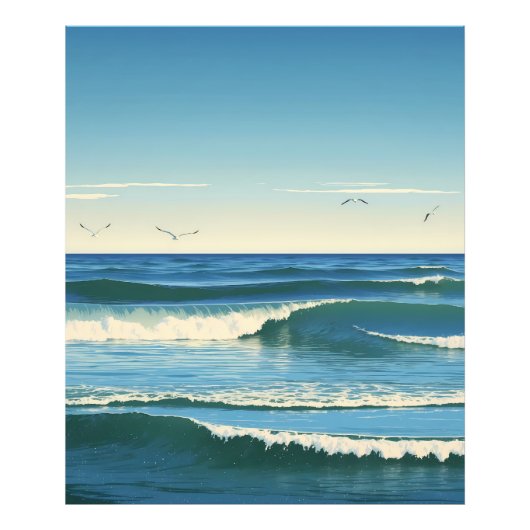 Dansende Golven onder de Hemel Foto Afdruk (Voorkant)