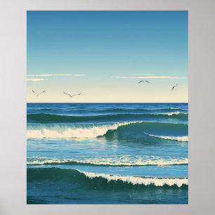 Dansende Golven onder de Hemel Poster