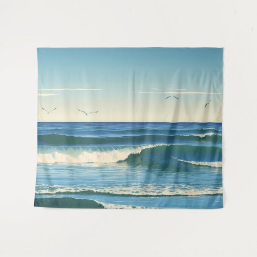 Dansende Golven onder de Hemel Wandkleed (Voorkant (horizontaal))