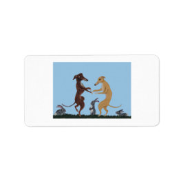Dansende Greyhounds & Konijn Vrienden Uitnodiging Etiket
