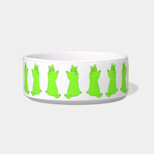 Dansende groene kattenkom voerbakje