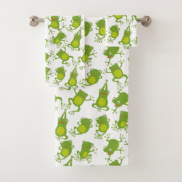 Dansende groene kikkers bad handdoek