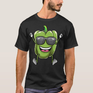 Dansende Groene Paprika Met Zonnebril Capsicum T-shirt