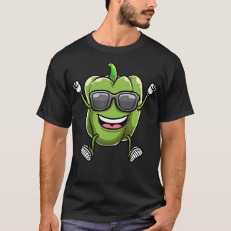 Dansende Groene Paprika Met Zonnebril Capsicum T-shirt