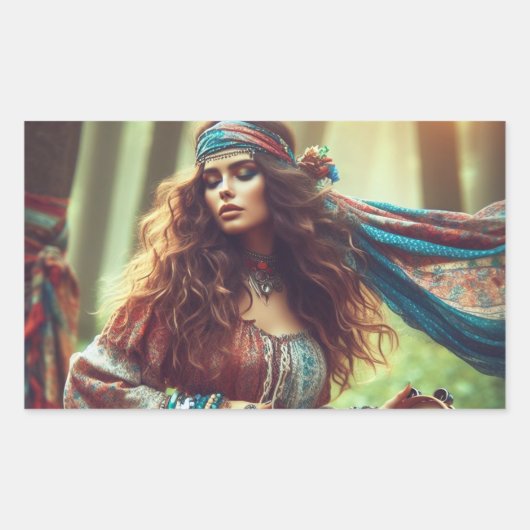 DANSENDE GYPSI RECHTHOEKIGE STICKER (Voorkant)