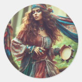 DANSENDE GYPSI RONDE STICKER (Voorkant)