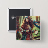 DANSENDE GYPSI VIERKANTE BUTTON 5,1 CM (Voorkant /achterkant)