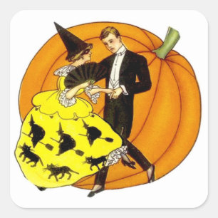 Dansende Halloween Couple Vierkante Sticker