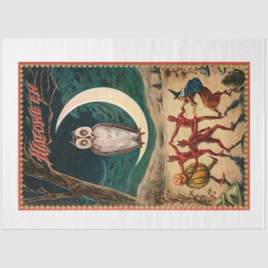  Dansende Halloween Devils, heks & pomkin Tissuepapier (Voorkant)