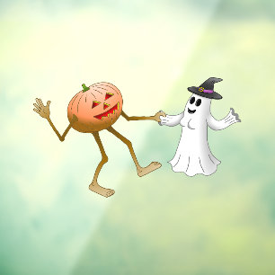 Dansende Halloween Pompoen en Geest Raamsticker