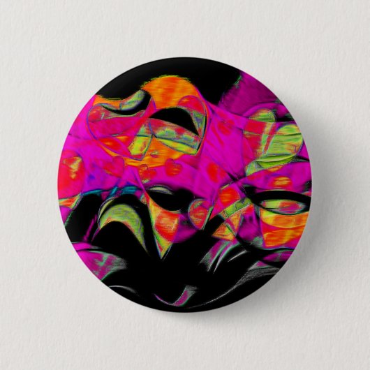 Dansende harten op zwarte Chiffon Ronde Button 5,7 Cm (Voorkant)