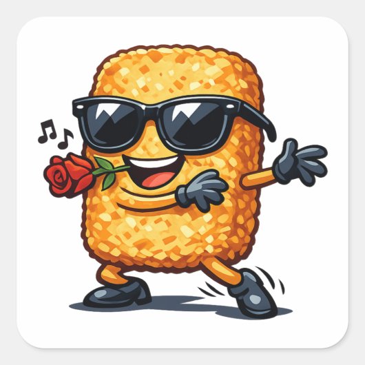Dansende Hash Brown Vierkante Sticker (Voorkant)