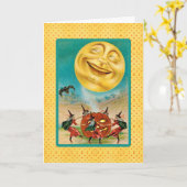 dansende heks Full Moon Halloween Kaart (Gele Bloem)