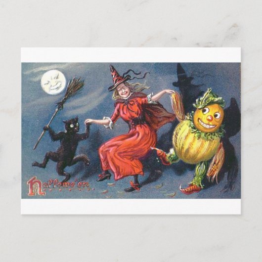 Dansende heks in Moonlight Briefkaart (Voorkant)