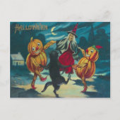 Dansende heks Jack O' Lantern Monster Black Cat Briefkaart (Voorkant)