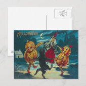 Dansende Heks Jack O' Lantern Monster Zwarte Kat Briefkaart (Voorkant / Achterkant)