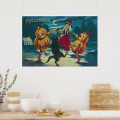 Dansende Heks Jack O' Lantern Monster Zwarte Kat Poster (Keuken)