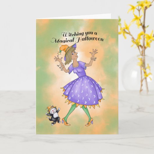 dansende heks kaart (Gele Bloem)