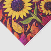Dansende herfstzonnebloemen, dwarrelende herfstbla tissuepapier (Detail)
