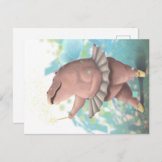 Dansende hippo aankondigingskaart (Voorkant / Achterkant)