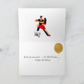 Dansende hond met rode schoenen Verjaardag Kaart (Binnen)