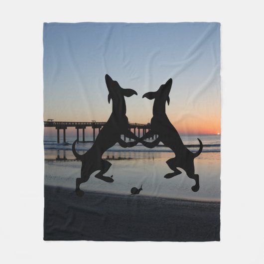 Dansende honden op strand fleece deken (Voorkant)