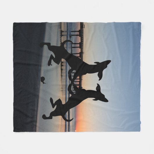 Dansende honden op strand fleece deken (Voorkant (Horizontaal))
