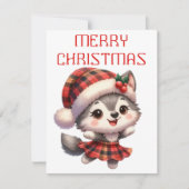 Dansende Husky Pup - Kerstkaart (Voorkant)