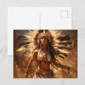 Dansende Indiaanse vrouw in hoofdtooi Briefkaart (Voorkant / Achterkant)