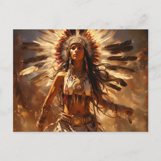 Dansende Indiaanse vrouw in hoofdtooi Briefkaart (Voorkant)