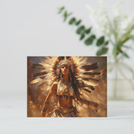 Dansende indiaanse vrouw met hoofdtooi briefkaart