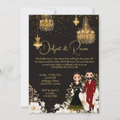 Dansende indiase paar chique receptie sjabloon kaart (Voorkant)