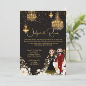 Dansende indiase paar chique receptie sjabloon kaart (Staand voorkant)