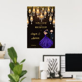 Dansende indiase paar chique receptie welkomstbord poster (Thuiskantoor)
