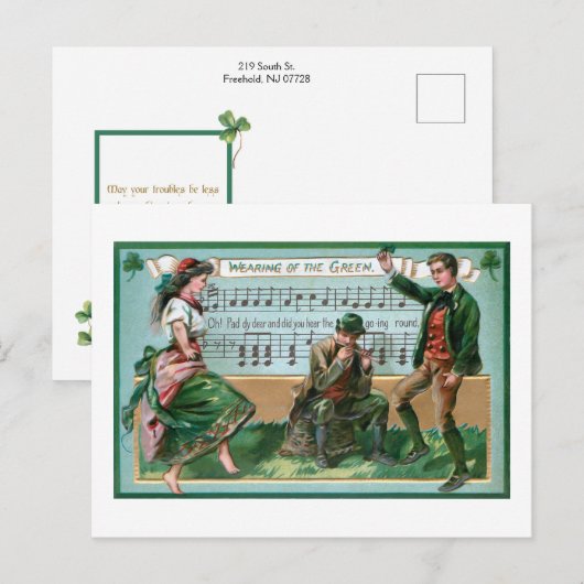 dansende Irish Couple met muziek Feestdagenkaart (Voorkant / Achterkant)